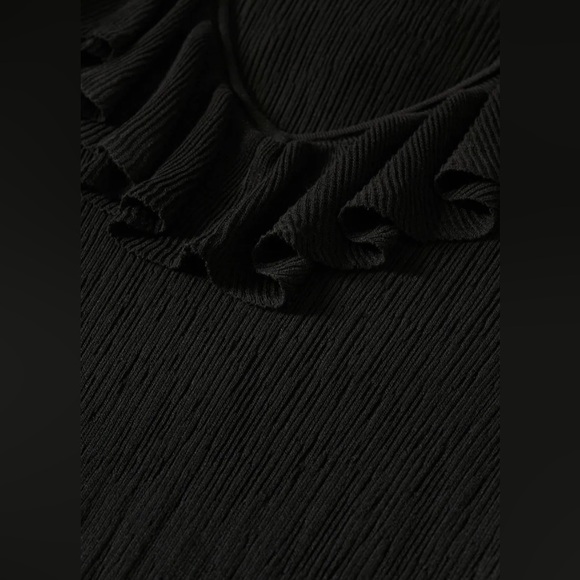 Mango Black Textured Ruffled Dress Size XS - Picture 3 of 9